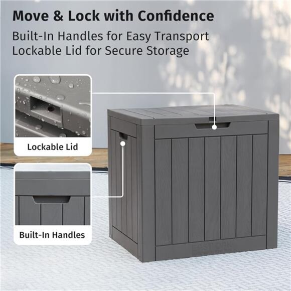Outdoor Storage Box, 31 Gallon Deck Box Indoor and Outdoor Use, Waterproof Resin - Picture 5 of 7